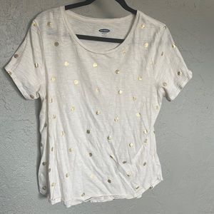 White and Gold Polka Dot Old Navy T-Shirt